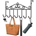 Over The Door Hook Over Door Coat Rack Casewin Over Door Towel Rack Door Hooks Door Hanger Hook of Bathroom Clothes Belt Hat Behind Back of Bathroom Towel Hanger 7 Hooks Black