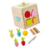 STARTIST Baby Activity Cube Montessori Shape Blocks Shape Matching Shape Sorting Cube Toy Box Wooden Activity Center for Game Activity