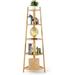 Bamboo Corner Shelf Stand for Display 59 Tall Storage Rack 5-Tier Shelf for Organize