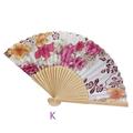 Vintage Bamboo Folding Hand Held Flower Fan Chinese Dance Party Pocket Gifts Small Hand Fan Winter Decorations Party Personalized Wedding Fans Paper Pom Poms and Big Paper Flowers Decorations for Wall