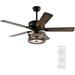 LLBIULife Ceiling Fan with Lights Remote Control 48 Flush Mount Ceiling Fan with 2 Changing Color Lights 4 Blade Ceiling Fans Reversible Airflow for Patio Living Room Bedroom Of