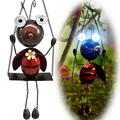 GDF Solar Lady Bugs PEF1 Swing Metal Ladybug Hanging Animal Garden Decor Waterproof Solar Lights Decorative Outdoor Lights for Outside Patio Balcony Pathway Lawn Yard Gifts for Her/Him