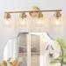 4 Light Bathroom Vanity Light Fixtures Modern Black and Gold Vanity Lights Over Mirror Brushed Gold Bathroom Wall Sconce with Glass Shade (Exclude Bulb)