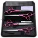 inch 4-piece rose red handle scissors professional pet grooming and hairdressing scissors set