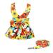 Pet Outfits Floral Dog Dress Bowknot Harness Leash Set- Lightweight and Soft Dog Harness Small Dog Harness and Leash Set with Dog Leash Suitable for Puppy Small and Medium-Sized Dog (Size S-XXL)