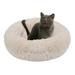 Brother Teddy Round Donut Cat and Dog Cushion Bed Water-Resistant Bottom Super Soft Durable Fabric Pet Beds Washable Luxury Cat & Dog Bed Beige/L