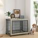 Dog Cage Crate with Double Doors & Wheels Kennel with Lift Top Pet Cage for Small to Medium Dogs Grey 38.58 W x 25.2 D x 27.17 H