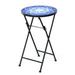 Folding Mosaic Side Table Accent Table Bistro End Table Dark Blue