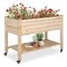 GZXS Raised Garden Bed on Wheels Wood Planter Box with Legs Liner Drain Holes Elevated Garden Bed for Vegetables Standing Garden Container for Backyard Patio 47.5 LX 23.5 WX 33 H