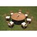 Grade-A Teak Dining Set: 7 Seater 8 Pc: 72 Round Table And 7 Veranda Armless Chairs Outdoor Patio WholesaleTeak #WMVR63