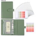 A6 Budget Binder With Cash Envelopes, Cash Saving Book Budgeting Planne Pu Leather Notebook Binder With 12 Pcs A6 Binder Pockets-green Cash Stuffing Folder Envelope System