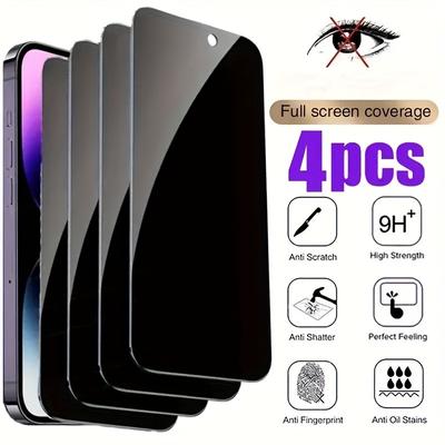 TEMU 4pcs Tempered Glass For Privacy Suitable For Iphone 15 14 11 Pro Max 12 13 Mini Privacy Screen Protector Suitable For Iphone X Xs Max Xr 7 8 6 6s Plus