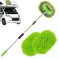 "62"" Car Wash Brush Kit With Long Handle, Scratch Free Mop Cleaning Mitt Suitable For Washing Cars Truck Suv Rv Caravans And Household (2 X Mop Head)"