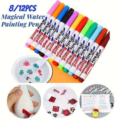 8/12pcs Magical Water Painting Pen Whiteboard Markers Floating Ink Pen Doodle Water Pens Montessori Early Education Toy Art Supplies Christmas, Thanksgiving, New Year's Gifts