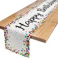 1pc, Linen Table Runner, Square Table Flag, Happy Birthday Table Runner, Celebrate Birthday Party Table Decorations