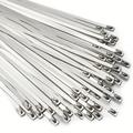 20/100pcs Metal Zip Ties, Stainless Steel Zip Ties, Multi-purpose Zip Ties Heavy Duty Cable Ties For Exhaust Wrap, Indoor, And Outdoor