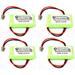 SPS Brand 2.4 V 500 mAh Replacement Battery for Dantona BATT-904 Cordless Phone (4 PACK)