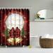 EUBUY Merry Christmas Fabric Shower Curtain Waterproof Polyester Happy Near Curtain with Hooks for Bathroom Hotel Red 70.86 x70.86