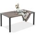 Patio Dining Table for 6 Person All Weather 35 x 63 Patio Table for Lawn Garden Grey Wood-Like