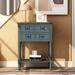 Buumin Narrow Console Table Slim Sofa Table with Three Storage Drawers and Bottom Shelf for Living Room Easy Assembly (Navy)