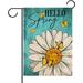 Jbralid Hello Spring Daisy Flower Garden Flag Double Sided Floral Butterfly Decorative Yard Outdoor Home Small Decor Summer Farmhouse Burlap Outside Decoration 12 x 18
