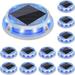 YINCHEN Solar Driveway Lights Dock Outdooor Waterproof Marker Lights 12 Pack Solar Deck Lights 2 Colors in 1 Led Wireless IP67 Solar Blue Step Lights for Driveway Sidewalk Pathway Yard(White/Blue)