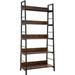 LLBIULife Industrial Bookshelf Ladder 5 Tier Large Floor Freestanding Rack Leaning Book Shelves Plants Flower Stands with Metal Frame for Living Room Home Office Rustic Brown 2Packs