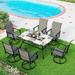 9 Pieces Patio Dining Set Rectangular Expandable Black Metal Table with 10 Padded Textilene Fabric Swivel Chairs Outdoor Furniture Set for Garden Poolside Backyard Porch