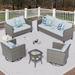 Vcatnet 5 Pieces Outdoor Patio Furniture Sectional Sofa All-weather Conversation Set with Swivel Rocking Chairs for Garden Poolside Gray