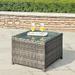 LLBIULife Patio Coffee Table Outdoor Wicker Rattan Garden Tea Table Square End Table with Glass Top for Backyard Deck Balcony (Grey-Small Size)