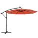 Topbuy 10 FT Solar Offset Hanging Umbrella w/ 40 Lamp Beads Solar Panel Easy Tilt Adjustment Lighted Patio Cantilever Umbrella Orange