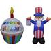 TWO BIRTHDAY AND PATRIOTIC PARTY DECORATIONS BUNDLE Includes 4 Foot Tall Inflatable Happy Birthday Cupcake with Red Candle and 4 Foot Tall 4th of July Inflatable Uncle Sam Top Hat Blowup with Lights