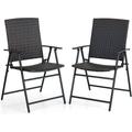 WANLINDZ Rattan Patio Dining Chairs Set of 2 Outdoor Wicker Sling Chairs Foldable Patio Dining Chairs for Garden Backyard Lawn Porch Poolside and Balcony 2 Packs