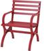 HONGDONG Outdoor Garden Park Chair Patio Metal Single Seater Bench Steel Frame Furniture with Backrest and Armrests for Porch Yard Lawn Deck Red