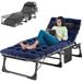 Tanning Chair with Mattress Heavy Duty Chaise Lounge Chair Folding Outdoor Tanning Chair for Beach Poolside Patio Sunbathing Lawn Camping