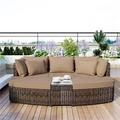 Direct Wicker 6-Piece Patio Wicker Conversation Set Sectional sofa with Coffee Table