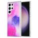 for Cute Galaxy S24 Ultra Slim Thin Glossy Soft TPU Holographic Rubber Gel Glitter Colorful Marble Floral Patterns Rugged Hard PC+Soft Silicone Phone Case for Samsung Galaxy S24 Ultra Pink+Purple