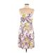 Ann Taylor LOFT Casual Dress - Mini Square Sleeveless: Purple Tropical Dresses - Women's Size 6 Tall