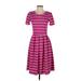 Lularoe Casual Dress - A-Line Crew Neck Short sleeves: Pink Stripes Dresses - New - Women's Size Small