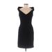 CMV Carmen Marc Valvo Casual Dress - Party V Neck Sleeveless: Black Solid Dresses - Women's Size 6