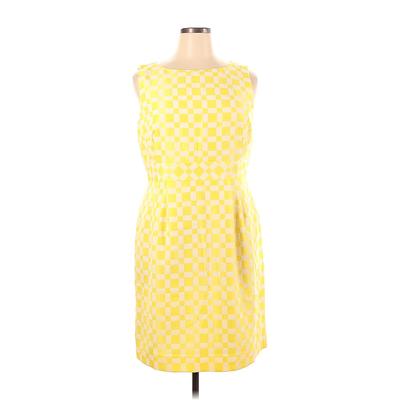 Tahari by ASL Casual Dress - Sheath Crew Neck Sleeveless: Yellow Dresses - New - Women's Size 16