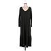 Saturday Sunday Casual Dress - DropWaist Scoop Neck 3/4 sleeves: Black Solid Dresses - Women's Size Small
