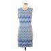 J. McLaughlin Casual Dress - Sheath Scoop Neck Sleeveless: Blue Chevron Dresses - Women's Size Medium