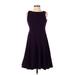 Calvin Klein Casual Dress - A-Line Crew Neck Sleeveless: Purple Print Dresses - Women's Size 4 Petite