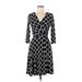 White House Black Market Casual Dress - A-Line V-Neck 3/4 sleeves: Black Dresses - Women's Size 4