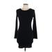 Heart & Hips Casual Dress - Bodycon Crew Neck Long sleeves: Black Print Dresses - Women's Size Large