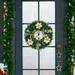 Brenberke Christmas Wreath For Front Door Xmas Wreath With Large Red Grid Bow Needle Wreath With Red Berries Cotton For Front Door Mantel Window Xmas Home Wall Decoration