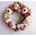 16 Inch Artificial Peony Flower Wreath Floral Front Door Wreath Spring For Front Door Wall Wedding Party Office Home Decor ()