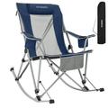 FUNDANGO Oversized Rocking Camping Chair for Adult Outdoor Folding Rocking Chair Blue