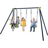 440 lbs Swing Set for Backyard 2-in-1 Heavy Duty Extra Large Metal Swing Frame w/2 Swings Glider Adjustable Hanging Ropes Swing Stand All Weather Great Gift for Indoor Outdoor Kids